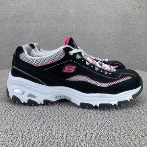 Skechers D Lites Womens Size 7.5 Black Casual Shoes Sneakers :8677